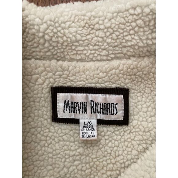 Vintage 90s Grunge Brown Corduroy Sherpa Jacket Marvin Richards Size Large - Picture 5 of 7